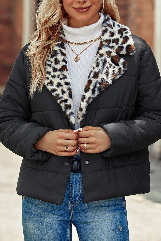 Leopard Fleece Jacket Coat UNISHE - Primrose Signature Boutique