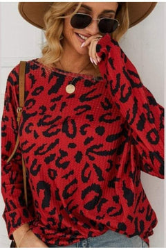 Leopard Print Long Sleeve Top - Primrose Signature Boutique