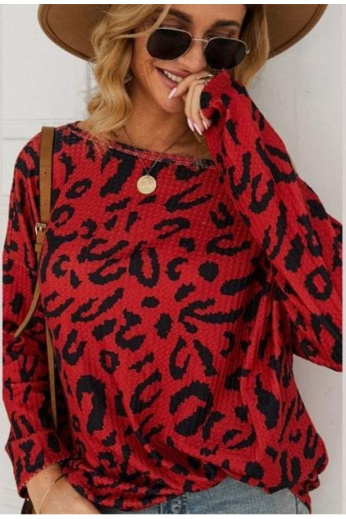 Leopard Print Long Sleeve Top-zoom-