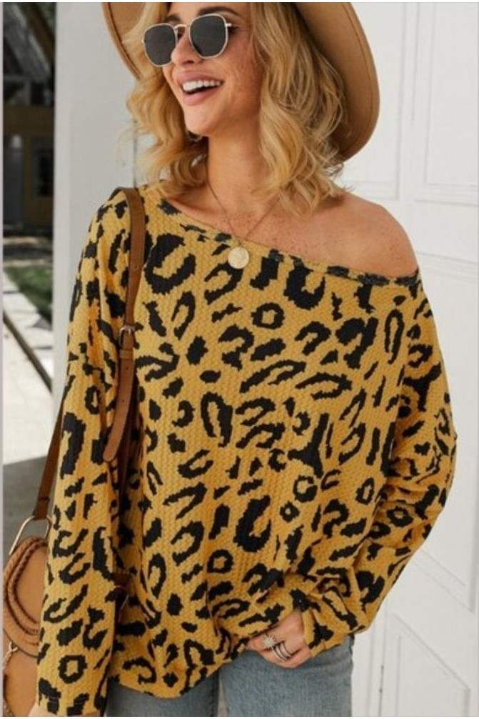 Leopard Print Long Sleeve Top - Primrose Signature Boutique
