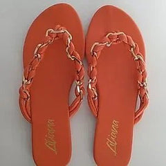 Liliana Women's Orange and Gold Rope Tie Sandals - Primrose Signature Boutique