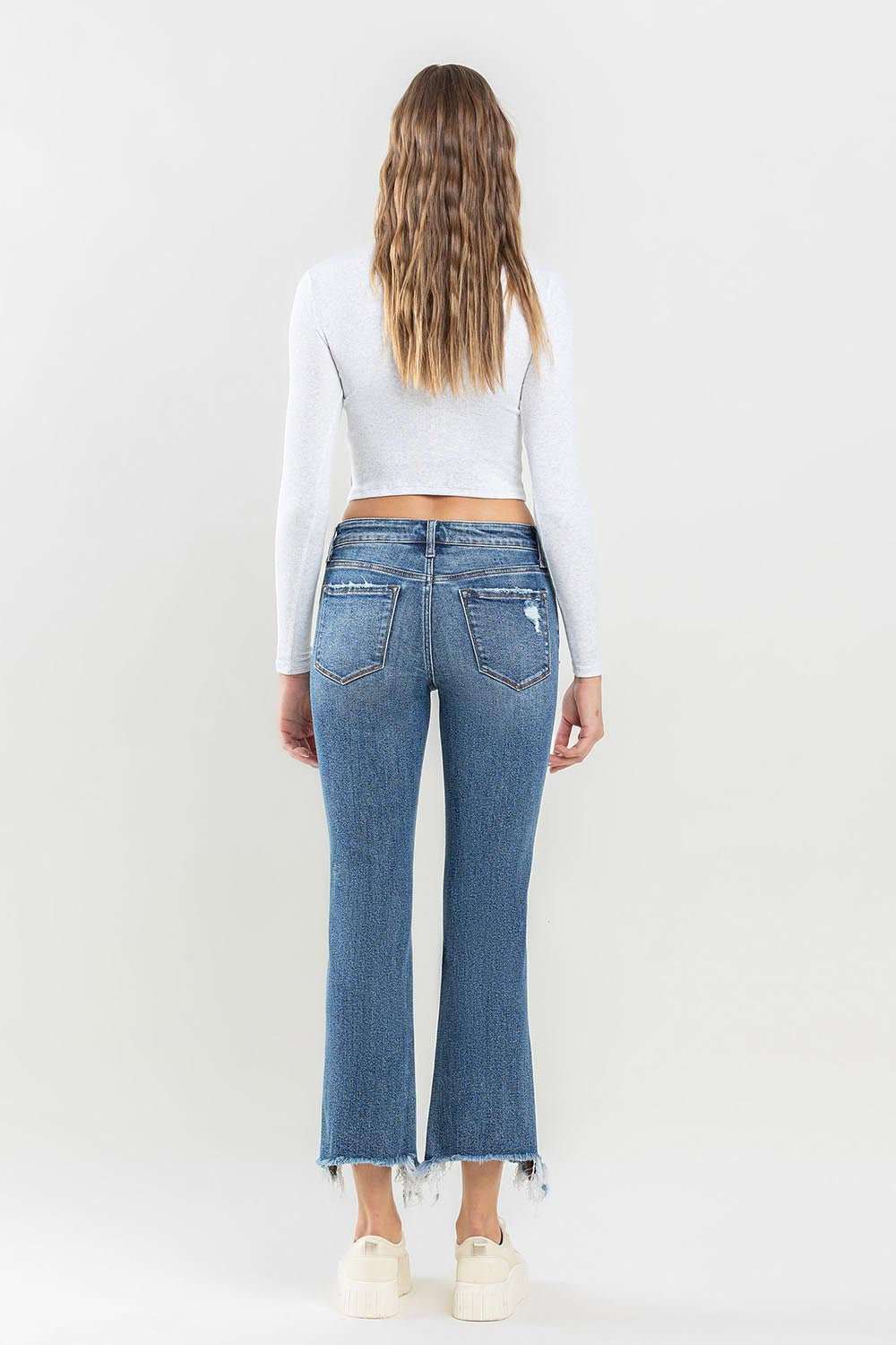 Lovervet Mid Rise Frayed Hem Jeans - Primrose Signature Boutique