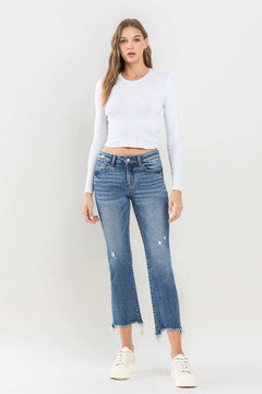 Lovervet Mid Rise Frayed Hem Jeans - Primrose Signature Boutique