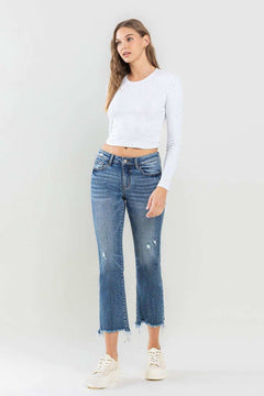 Lovervet Mid Rise Frayed Hem Jeans - Primrose Signature Boutique