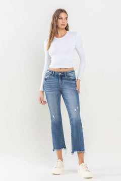 Lovervet Mid Rise Frayed Hem Jeans - Primrose Signature Boutique
