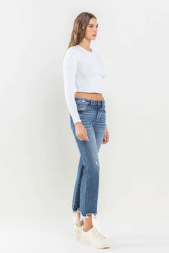 Lovervet Mid Rise Frayed Hem Jeans - Primrose Signature Boutique