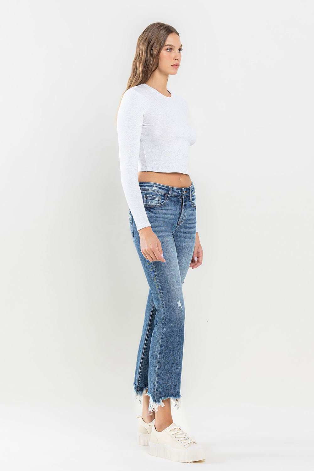 Lovervet Mid Rise Frayed Hem Jeans - Primrose Signature Boutique
