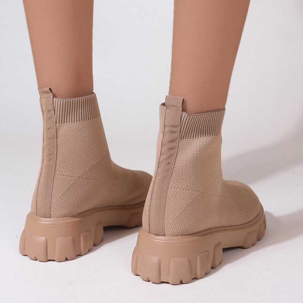 Mesh Round Toe Platform Boots - Primrose Signature Boutique