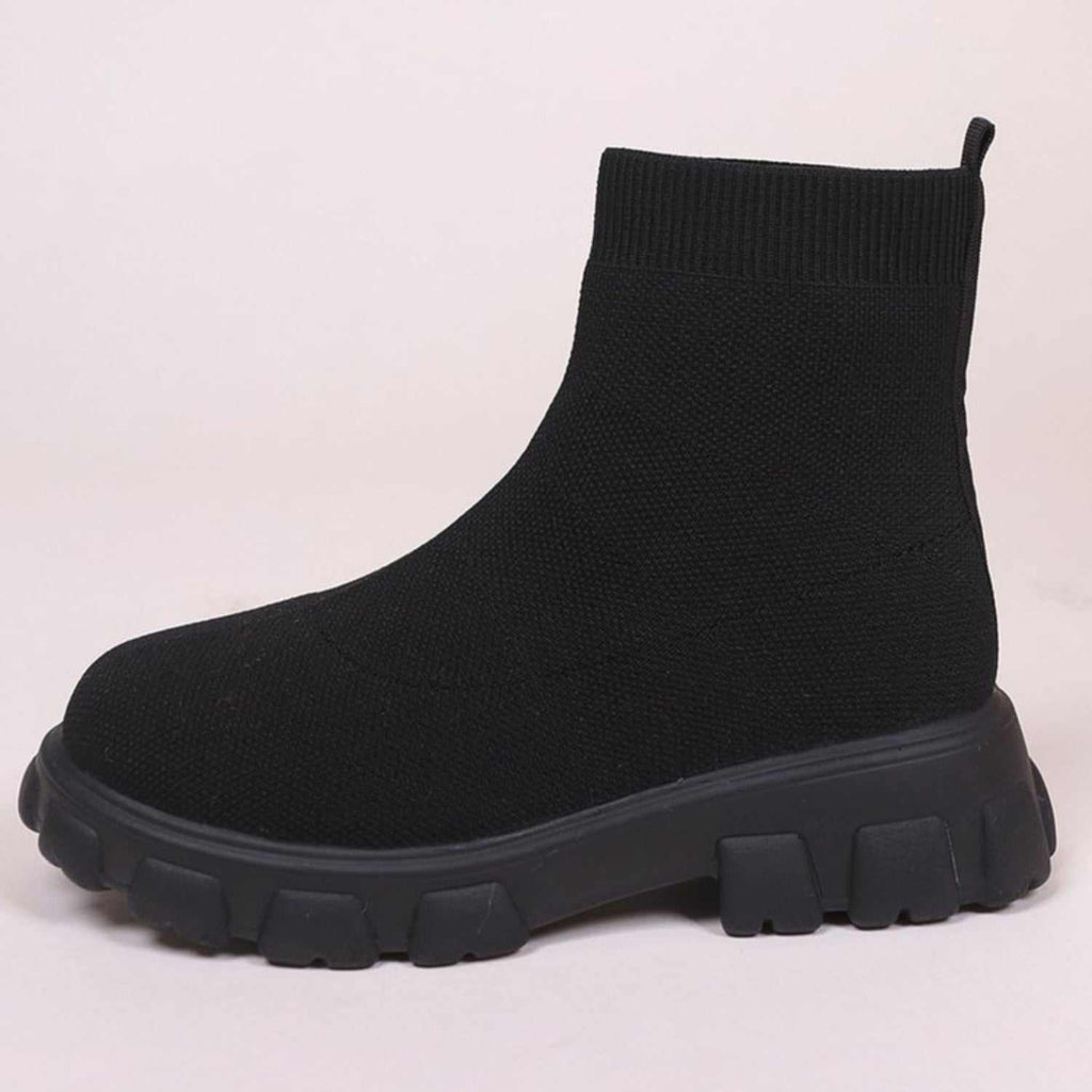 Mesh Round Toe Platform Boots - Primrose Signature Boutique