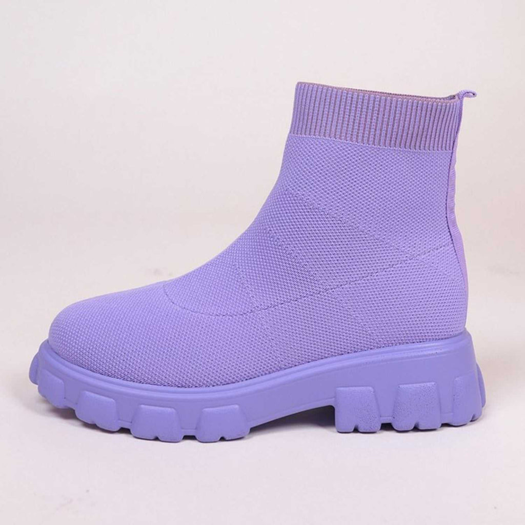 Mesh Round Toe Platform Boots - Primrose Signature Boutique