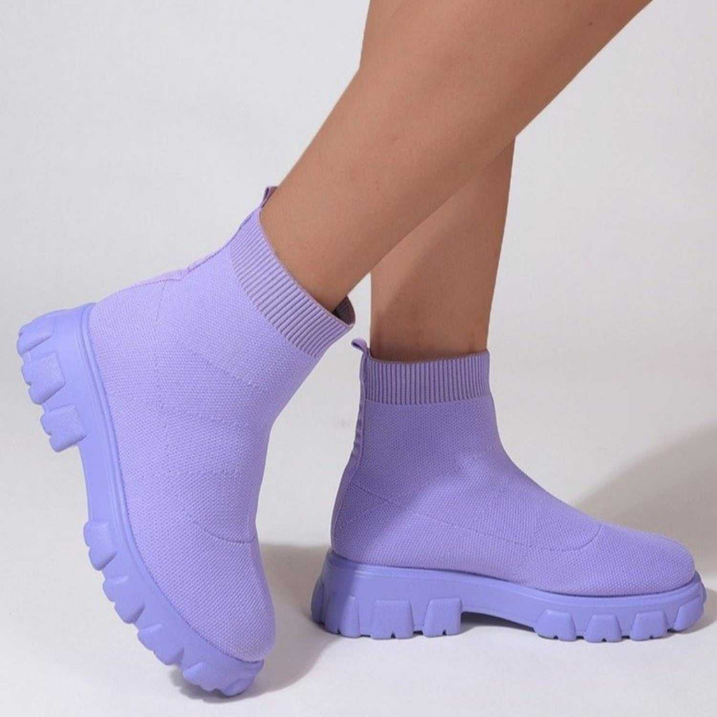 Mesh Round Toe Platform Boots - Primrose Signature Boutique