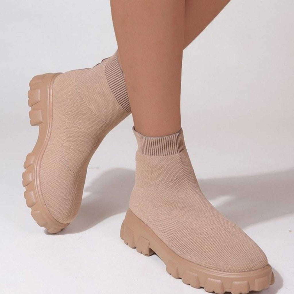 Mesh Round Toe Platform Boots - Primrose Signature Boutique