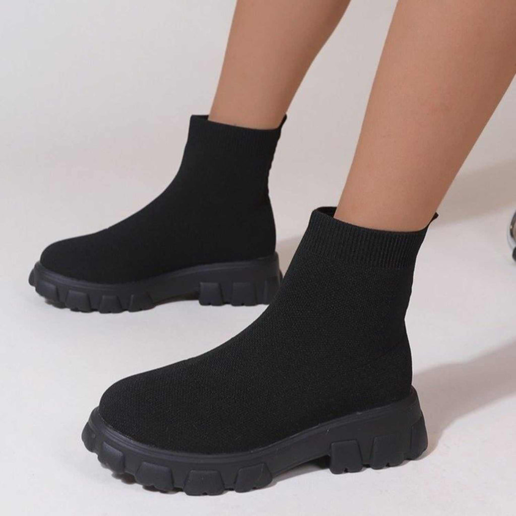 Mesh Round Toe Platform Boots - Primrose Signature Boutique