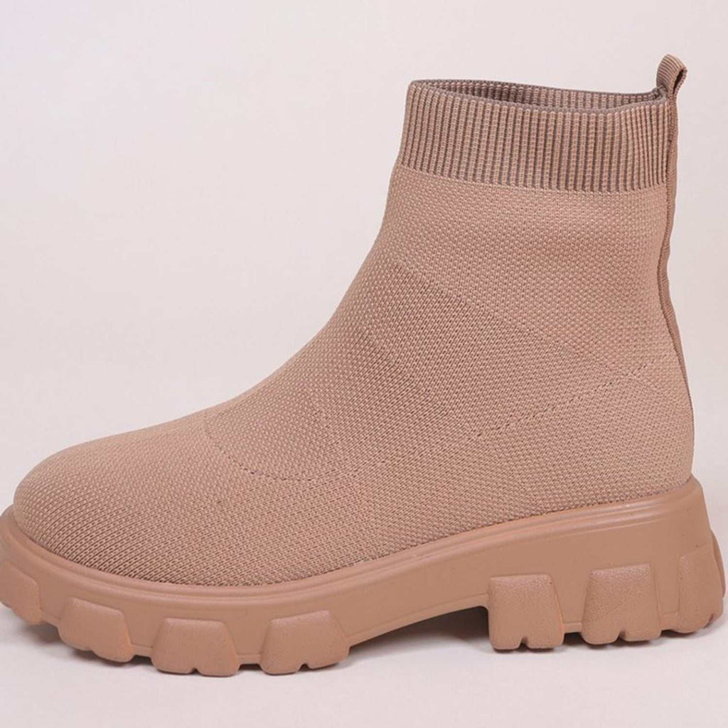 Mesh Round Toe Platform Boots - Primrose Signature Boutique