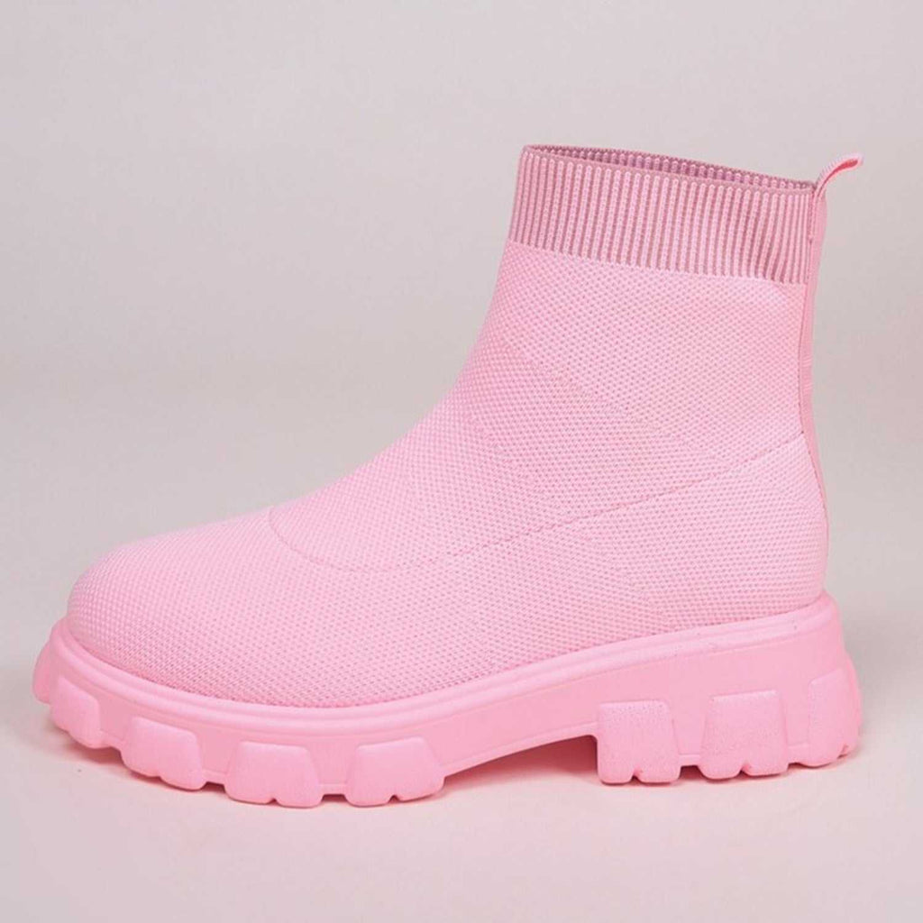 Mesh Round Toe Platform Boots - Primrose Signature Boutique