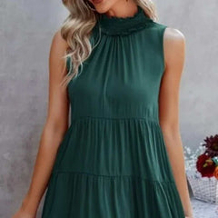 Mock Neck Tiered Tank Dress - Primrose Signature Boutique