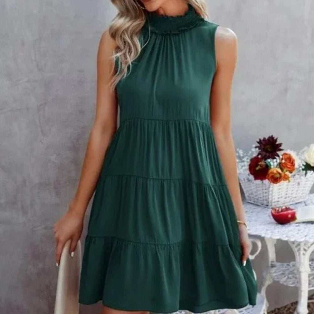 Mock Neck Tiered Tank Dress - Primrose Signature Boutique