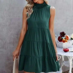 Mock Neck Tiered Tank Dress - Primrose Signature Boutique