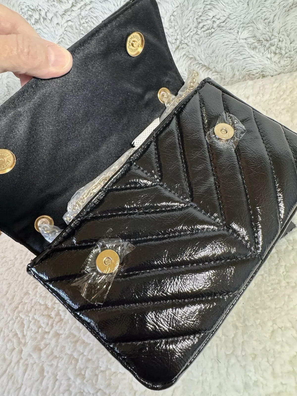 Nicole Mitchell Shimmering Quilted Black Crossbody Bag