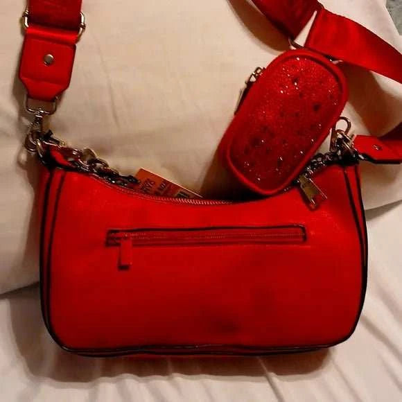 NYC Women's Double Front Pocket Crossbody, Red