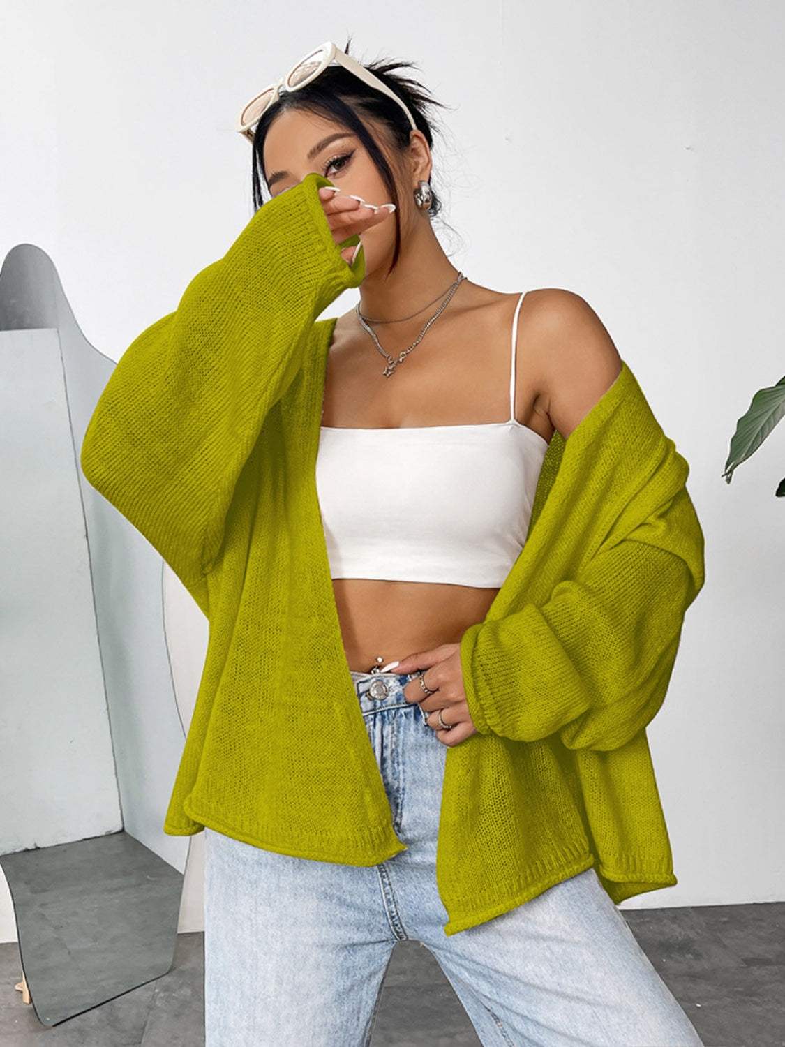 Open Front Dropped Shoulder Cardigan - Primrose Signature Boutique