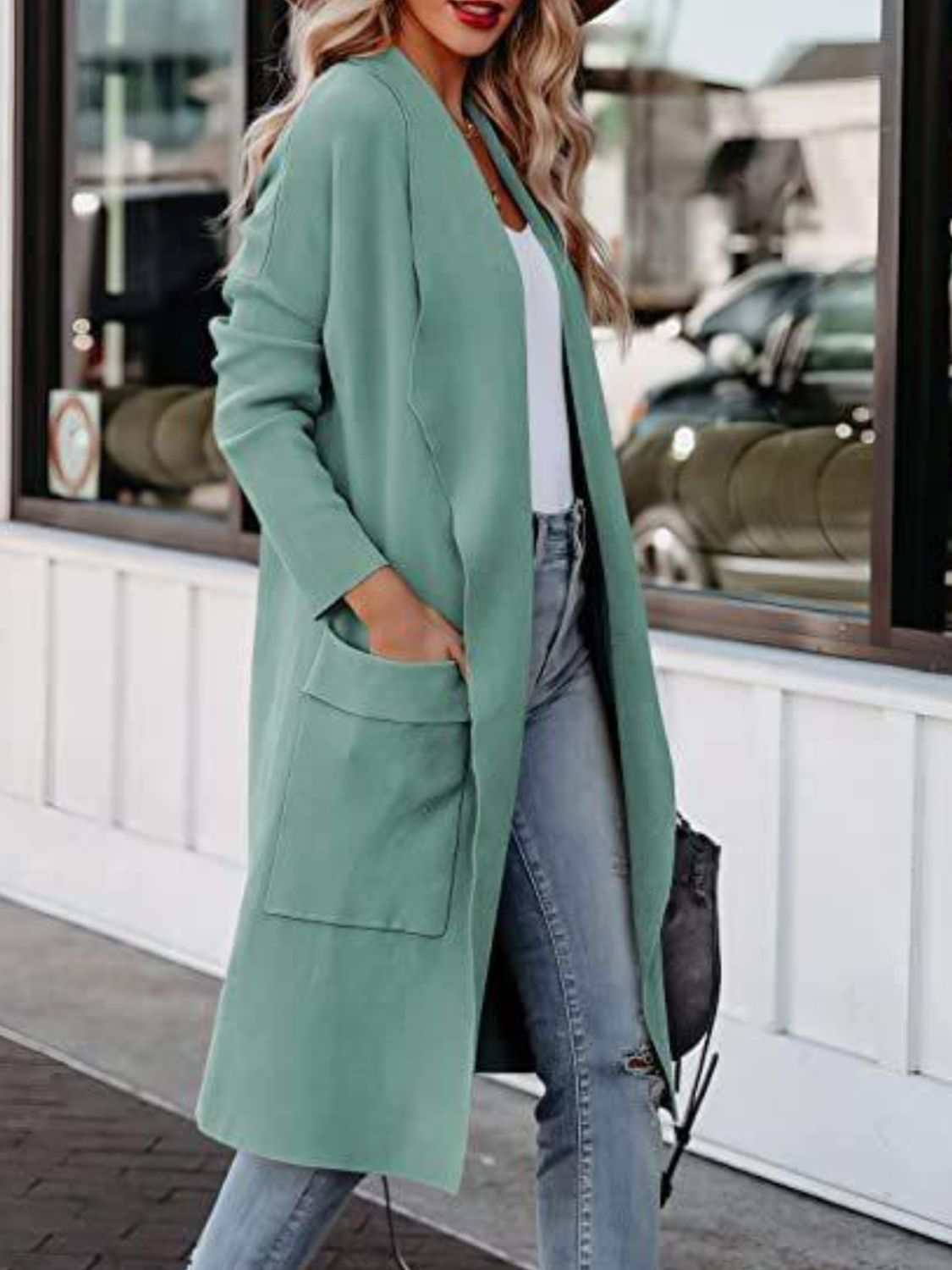 Open Front Dropped Shoulder Outerwear - Primrose Signature Boutique