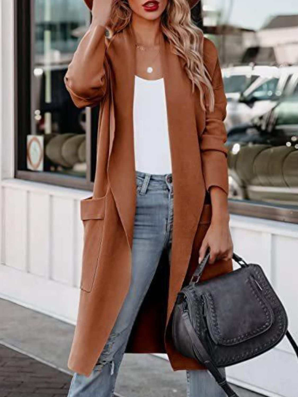 Open Front Dropped Shoulder Outerwear - Primrose Signature Boutique