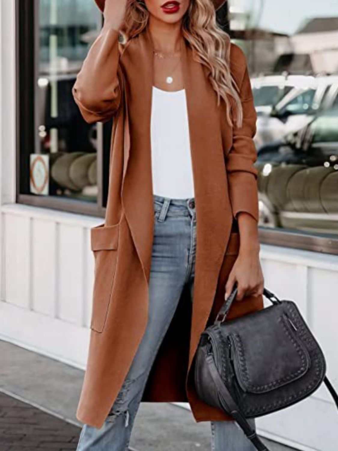 Open Front Dropped Shoulder Outerwear - Primrose Signature Boutique