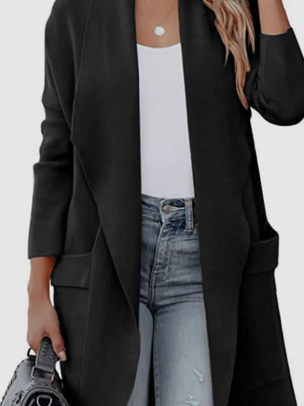 Open Front Dropped Shoulder Outerwear - Primrose Signature Boutique