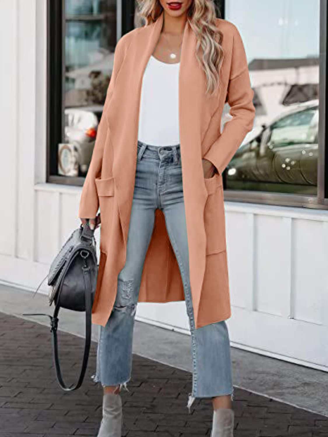 Open Front Dropped Shoulder Outerwear - Primrose Signature Boutique
