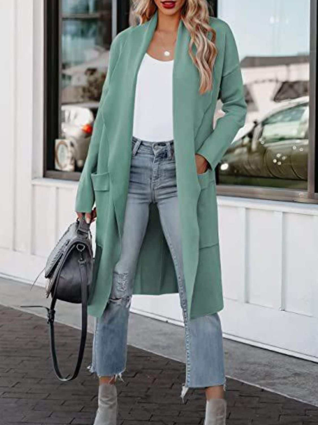 Open Front Dropped Shoulder Outerwear - Primrose Signature Boutique