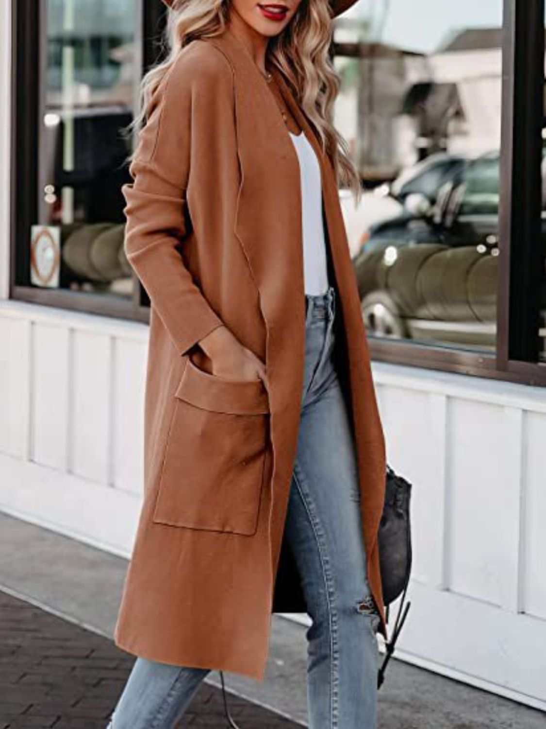 Open Front Dropped Shoulder Outerwear - Primrose Signature Boutique