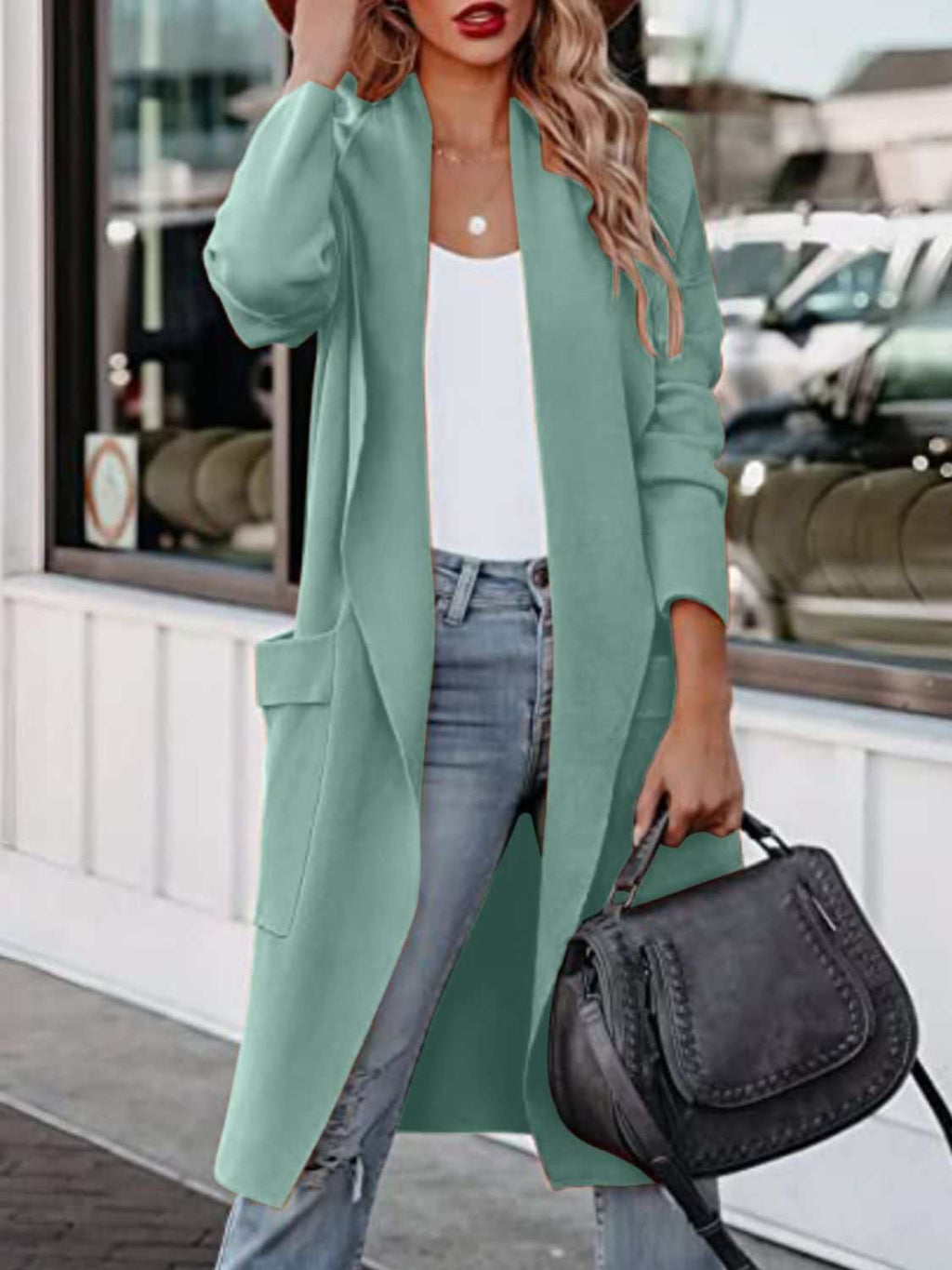 Open Front Dropped Shoulder Outerwear - Primrose Signature Boutique