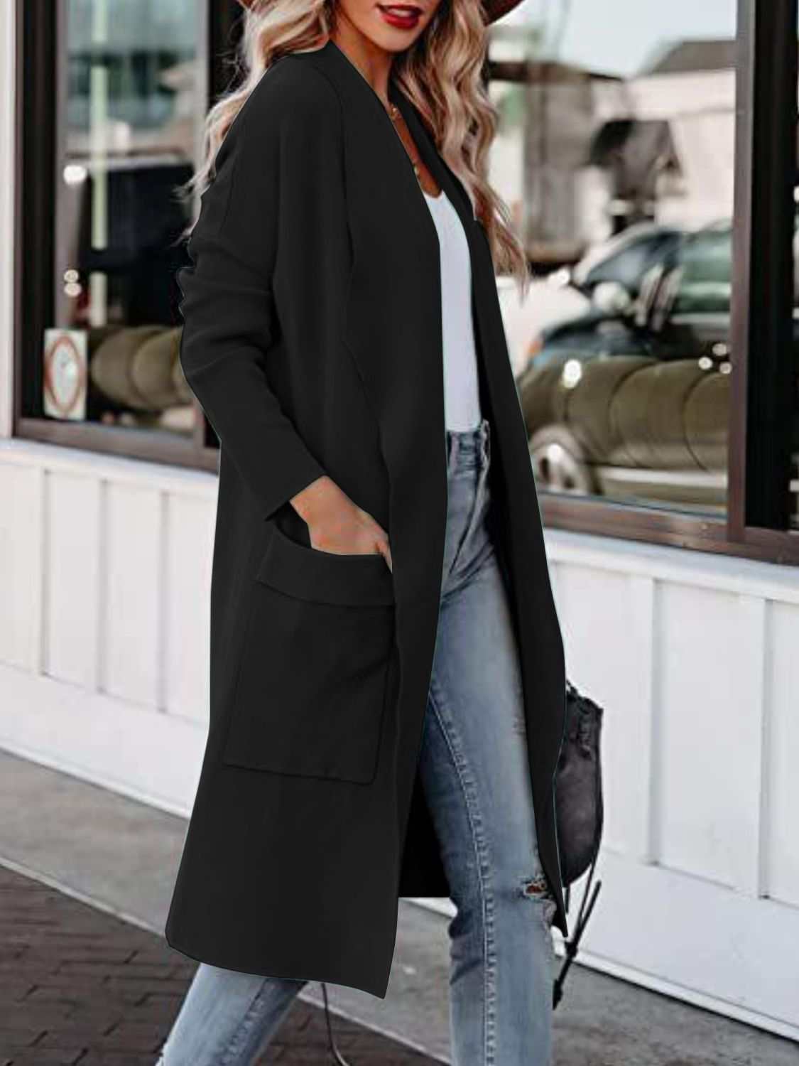 Open Front Dropped Shoulder Outerwear - Primrose Signature Boutique