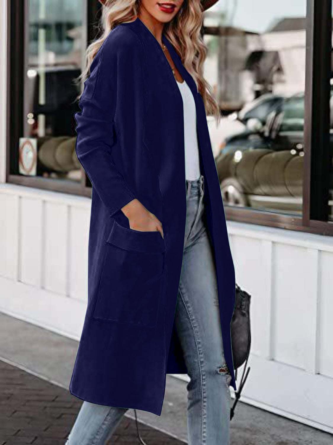 Open Front Dropped Shoulder Outerwear - Primrose Signature Boutique