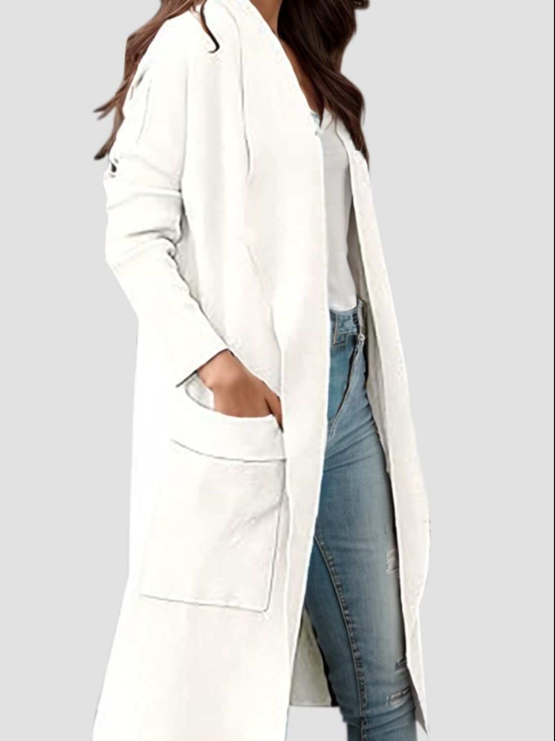 Open Front Dropped Shoulder Outerwear - Primrose Signature Boutique
