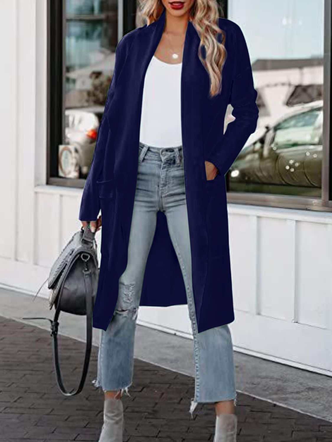 Open Front Dropped Shoulder Outerwear - Primrose Signature Boutique