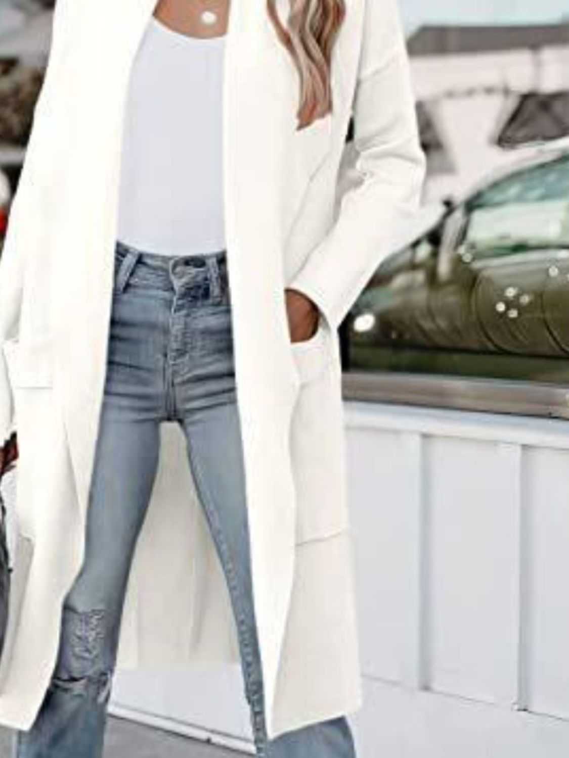 Open Front Dropped Shoulder Outerwear - Primrose Signature Boutique