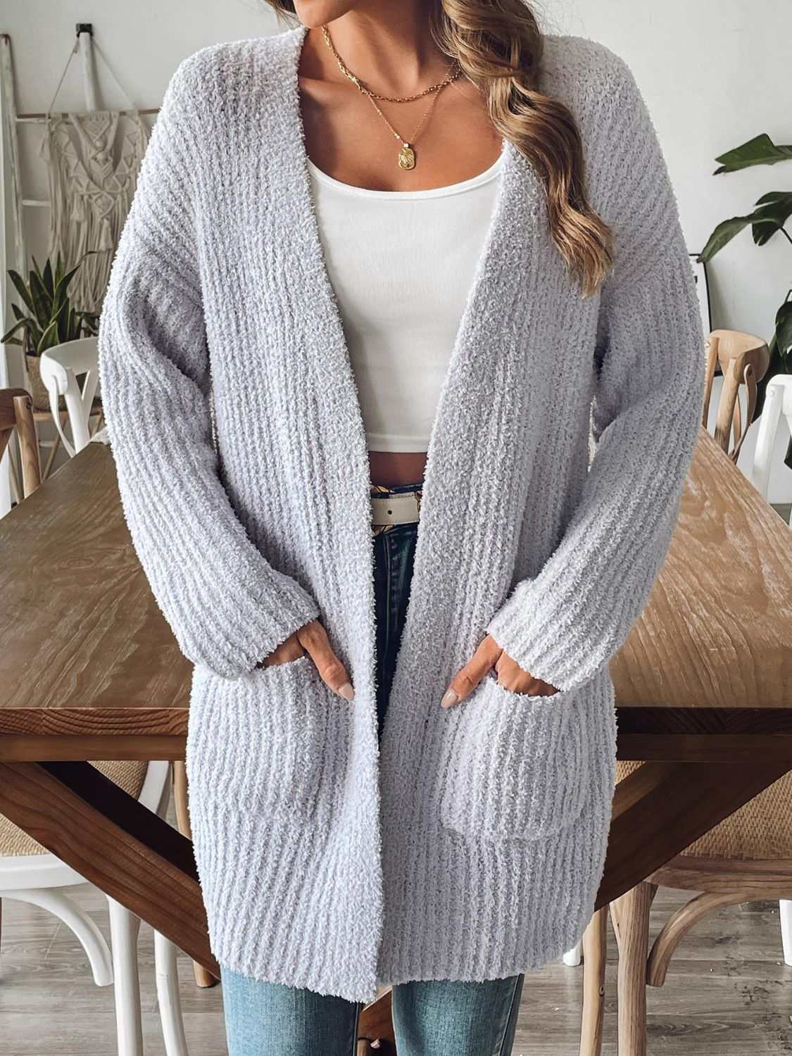 Open Front Long Sleeve Cardigan - Primrose Signature Boutique