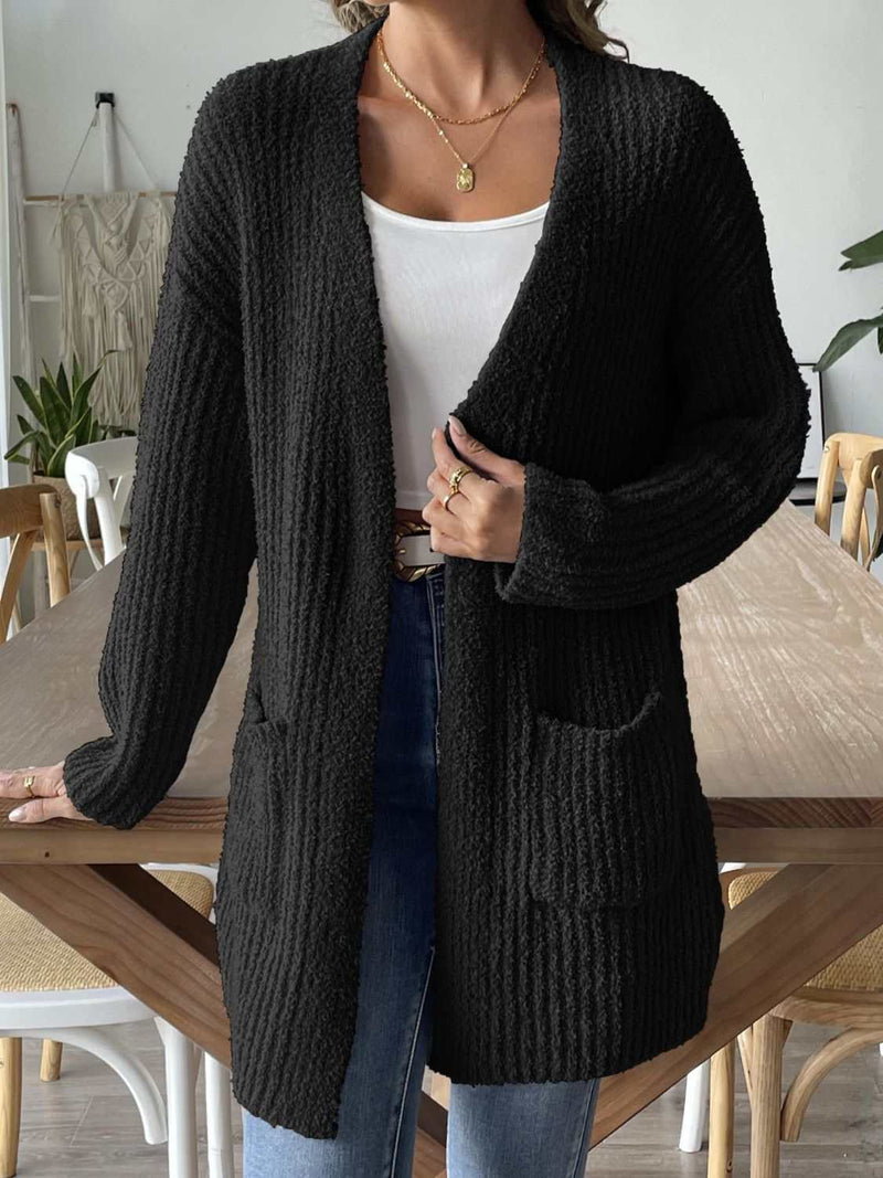 Strickjacke mit langen Ärmeln und offener Vorderseite-zoom-