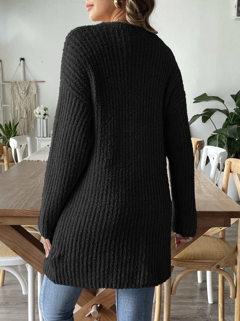 Strickjacke mit langen Ärmeln und offener Vorderseite-zoom-