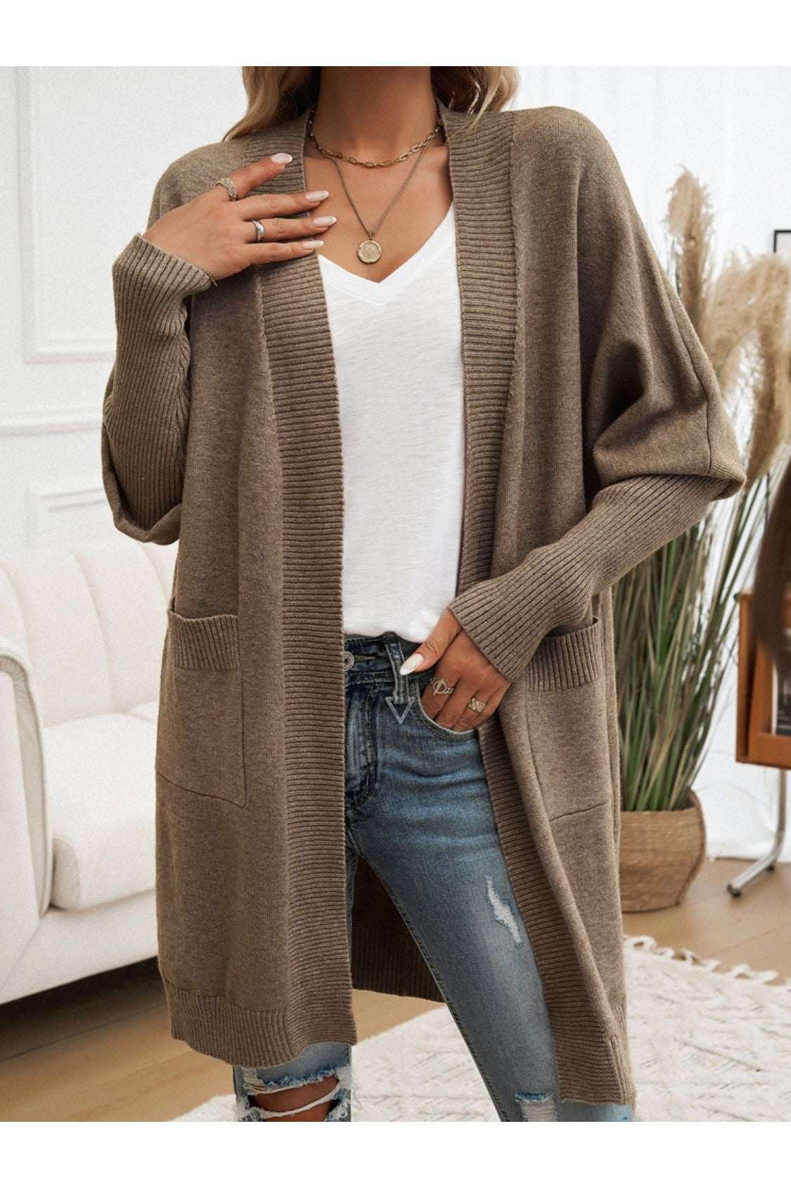 Open Front Long Sleeve Cardigan - Primrose Signature Boutique
