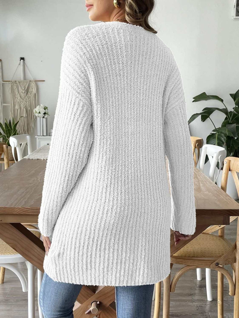 Strickjacke mit langen Ärmeln und offener Vorderseite-zoom-