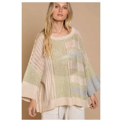 Oversized ColorBlock Mesh Lightweight Sweater - Primrose Signature Boutique