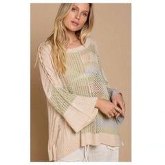 Oversized ColorBlock Mesh Lightweight Sweater - Primrose Signature Boutique