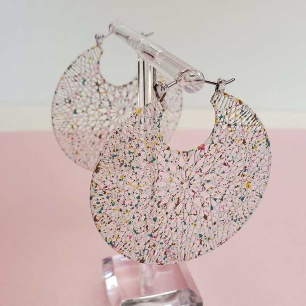 Paint Splash Filigree Circle Earrings - Primrose Signature Boutique