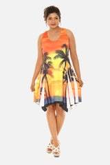 Palm Tree Orange Short Dress - Primrose Signature Boutique