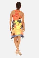 Palm Tree Orange Short Dress - Primrose Signature Boutique