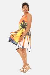 Palm Tree Orange Short Dress - Primrose Signature Boutique