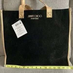 Parfums Weekender Black Gold Metallic Shoulder Tote Bag